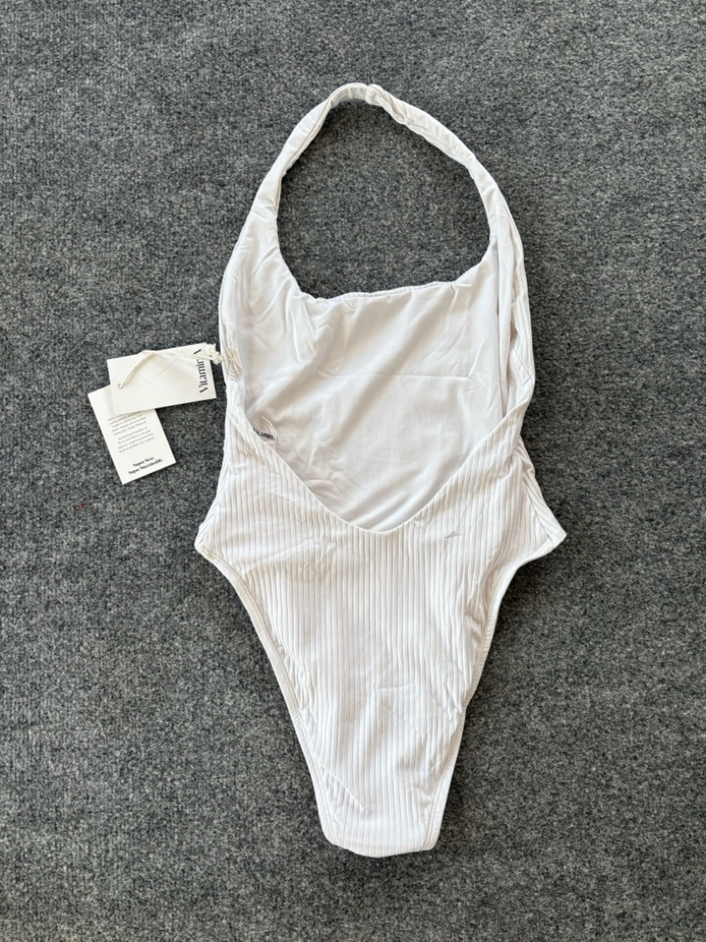 NEW! Vitamin A White Ribbed One Piece Swimsuit | Minimalist Chic | Size Medium - Picture 2 of 5